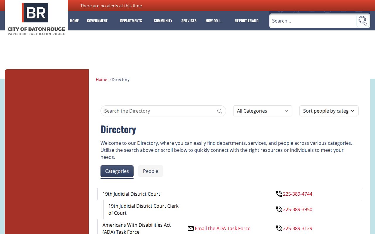 City-Parish department directory for East Baton Rouge neighborhood questions