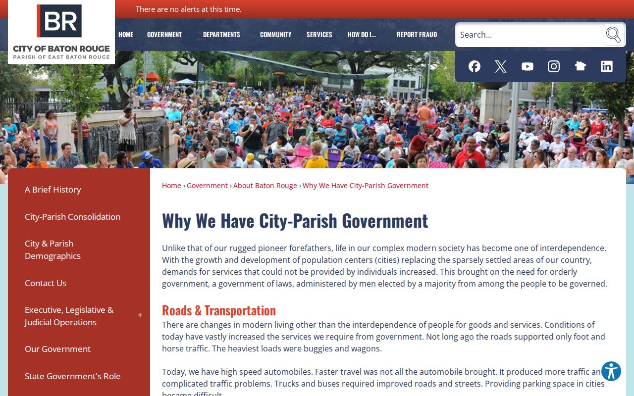 Official history of consolidated City-Parish government in East Baton Rouge