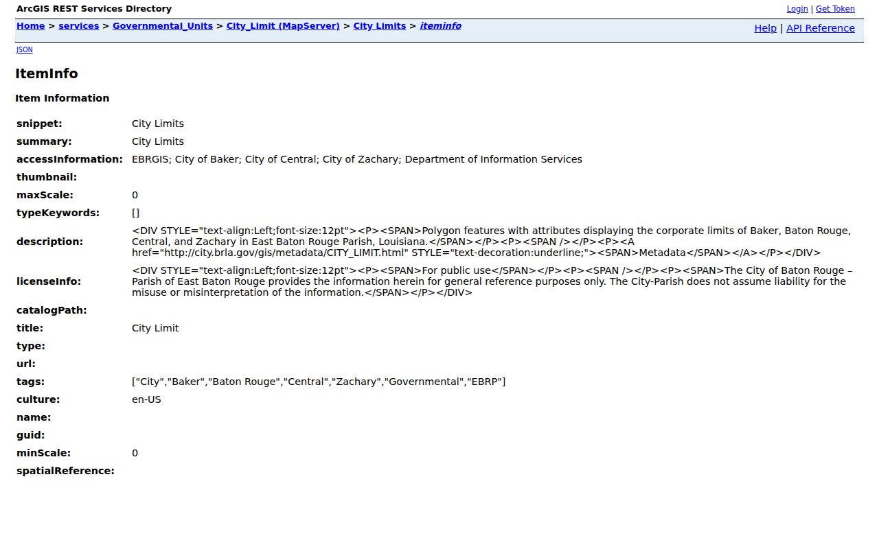 East Baton Rouge municipal boundary layer metadata for neighborhood research