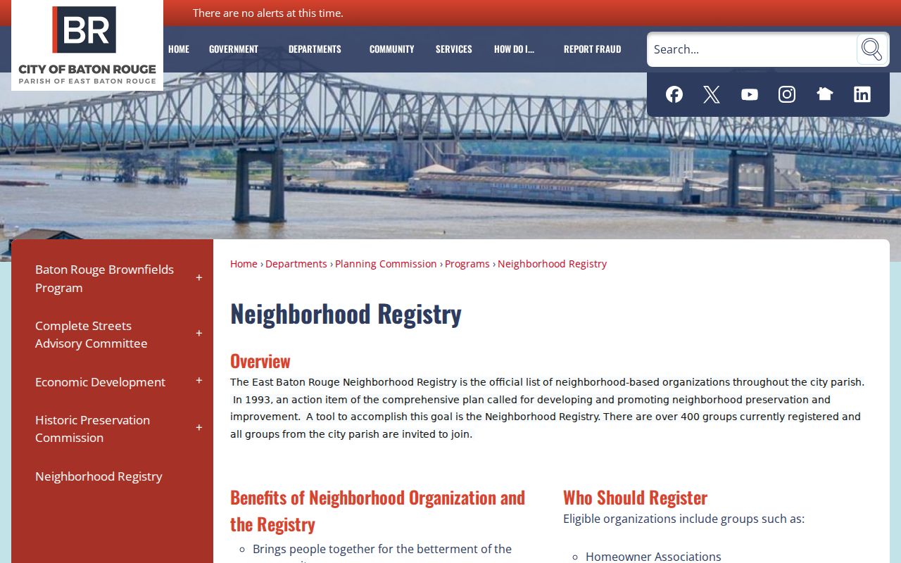 East Baton Rouge Parish Neighborhood Registry map guide