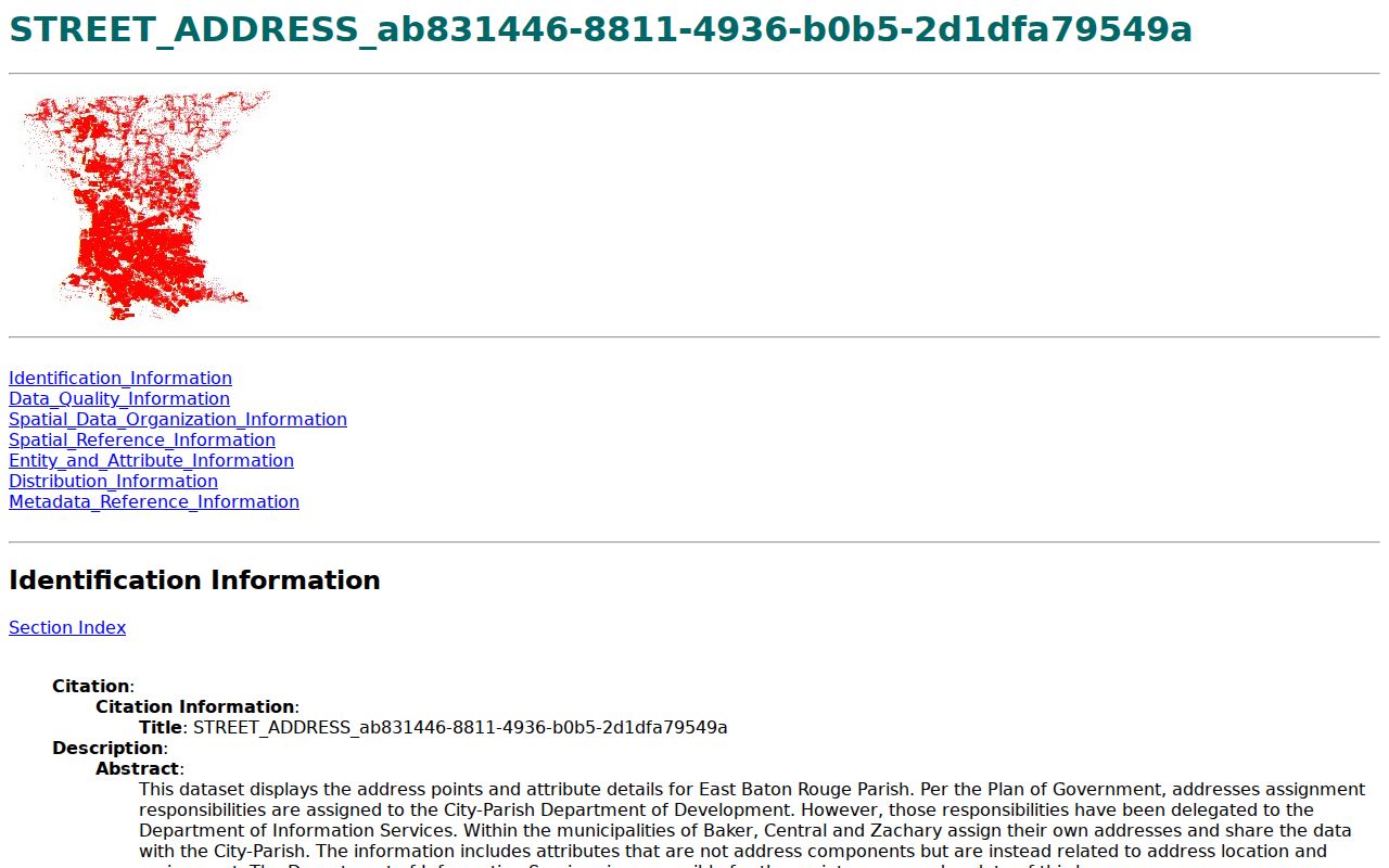 Official East Baton Rouge Parish street address metadata page