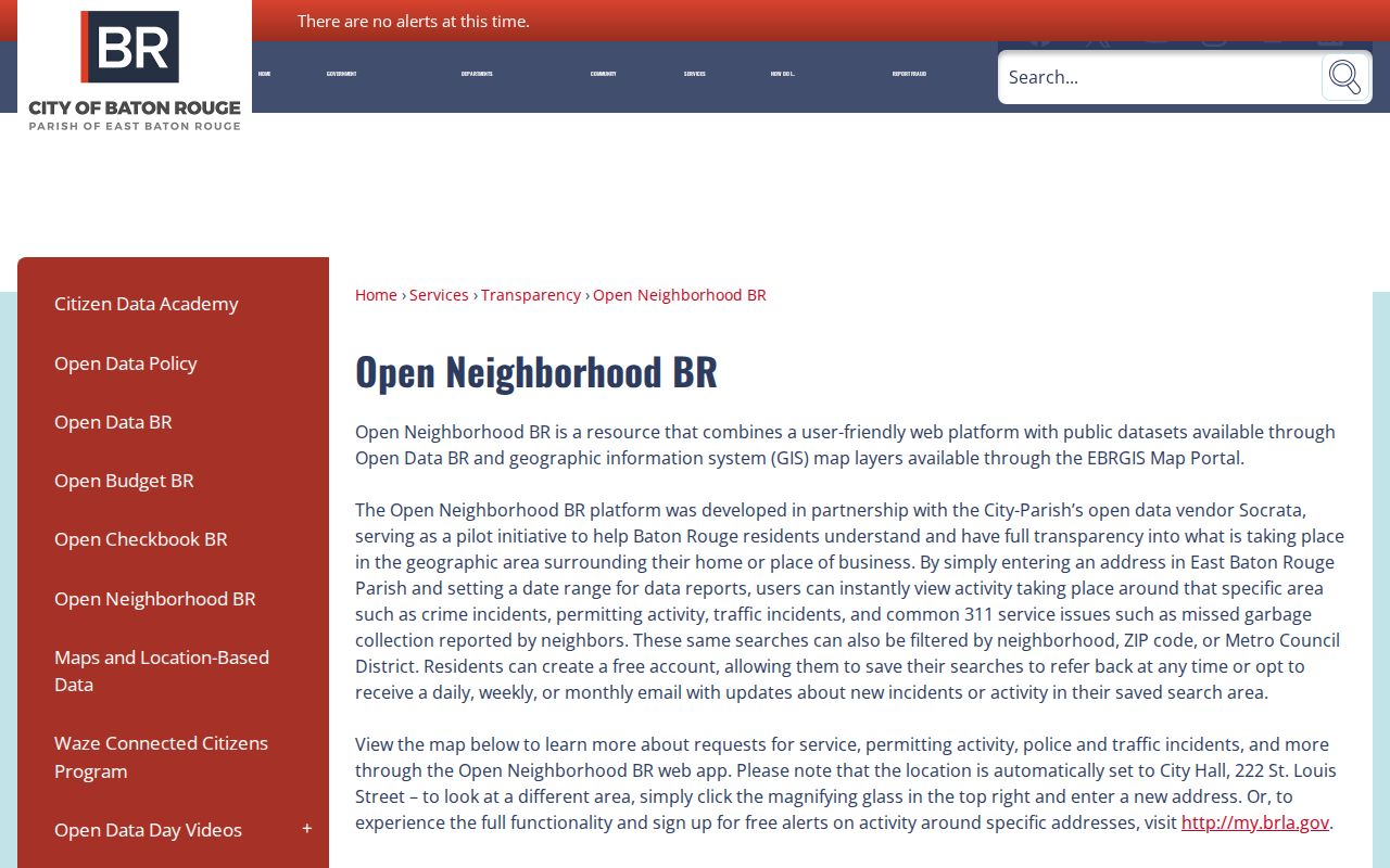 Open Neighborhood BR address and date activity search