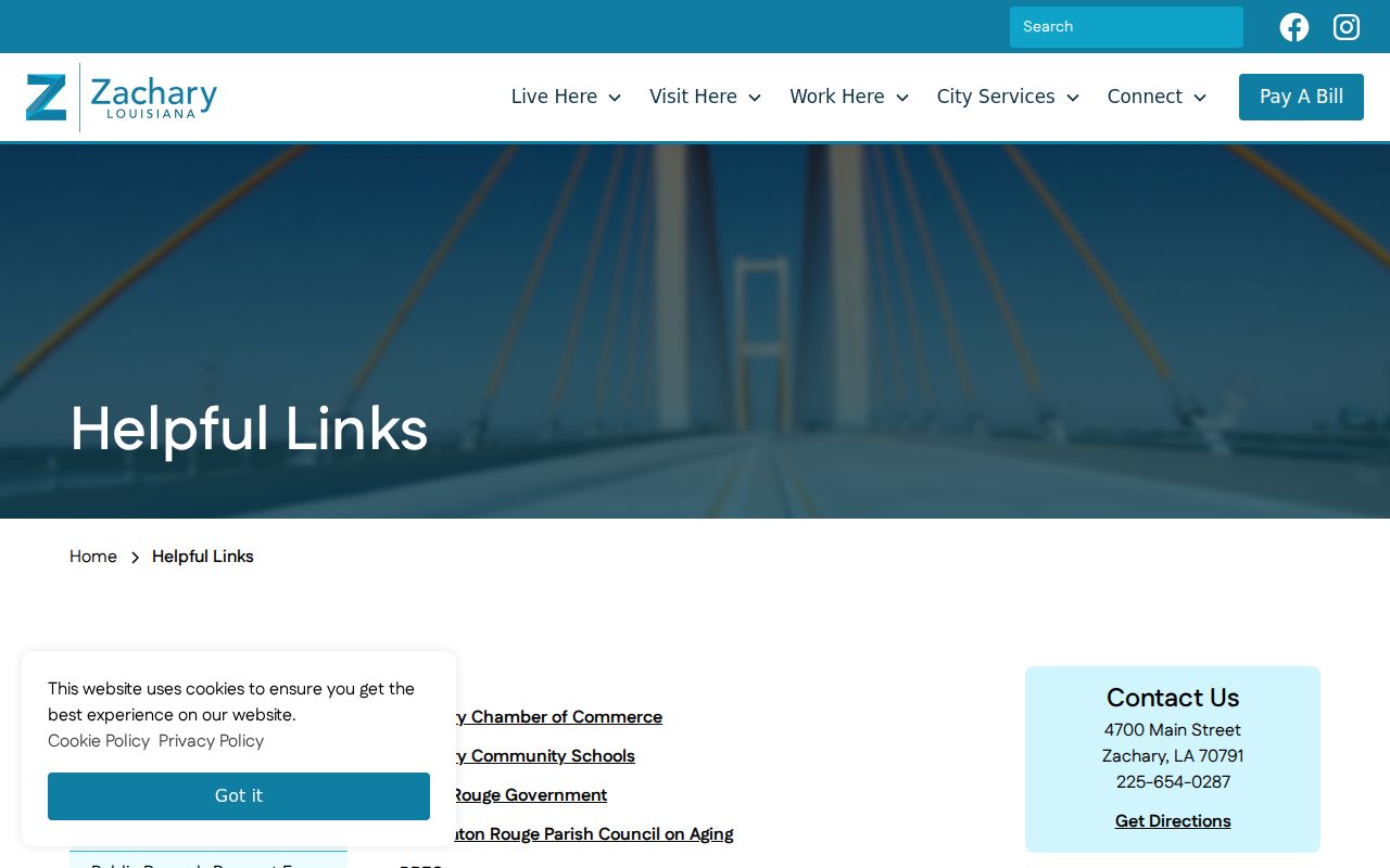 City of Zachary official links for public records and services